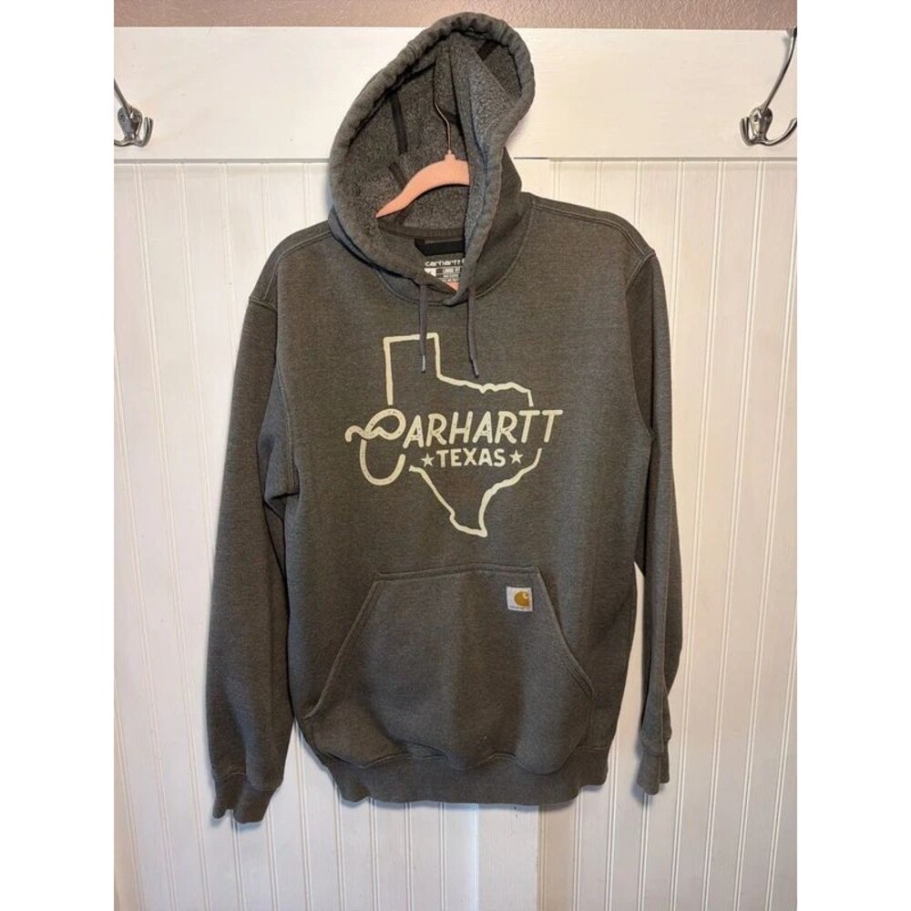 Carhartt Texas Hoodie Womens S oversized fleece logo-a few spots of wear/stain